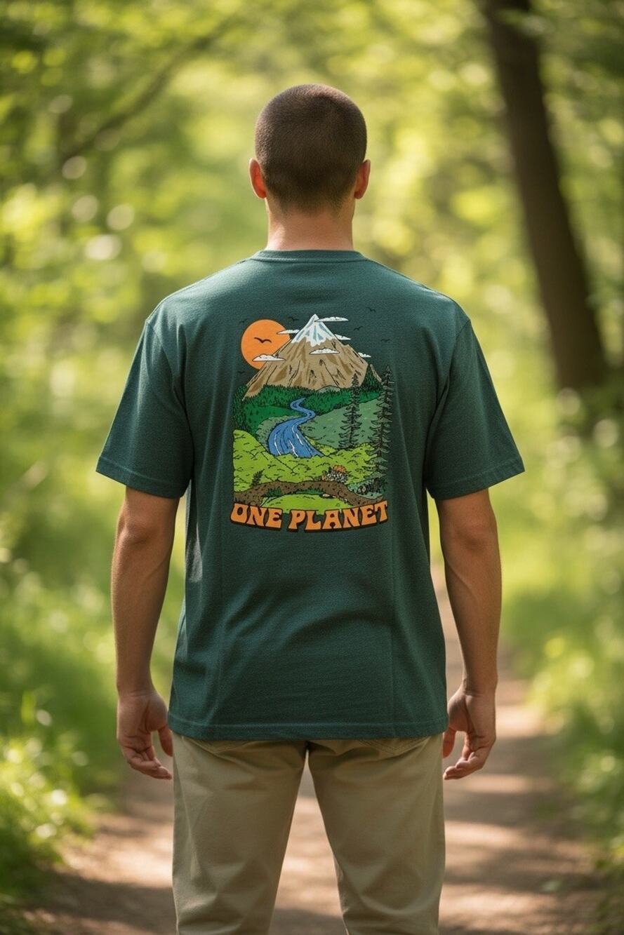 Eddie Bauer Men’s"One Planet" Nature-Loving Cotton T-Shirt Dark Green Medium